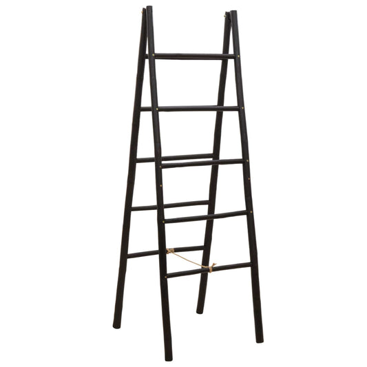 Double-Sided Blanket Ladder Black 50 x 50 x 159 cm Bamboo