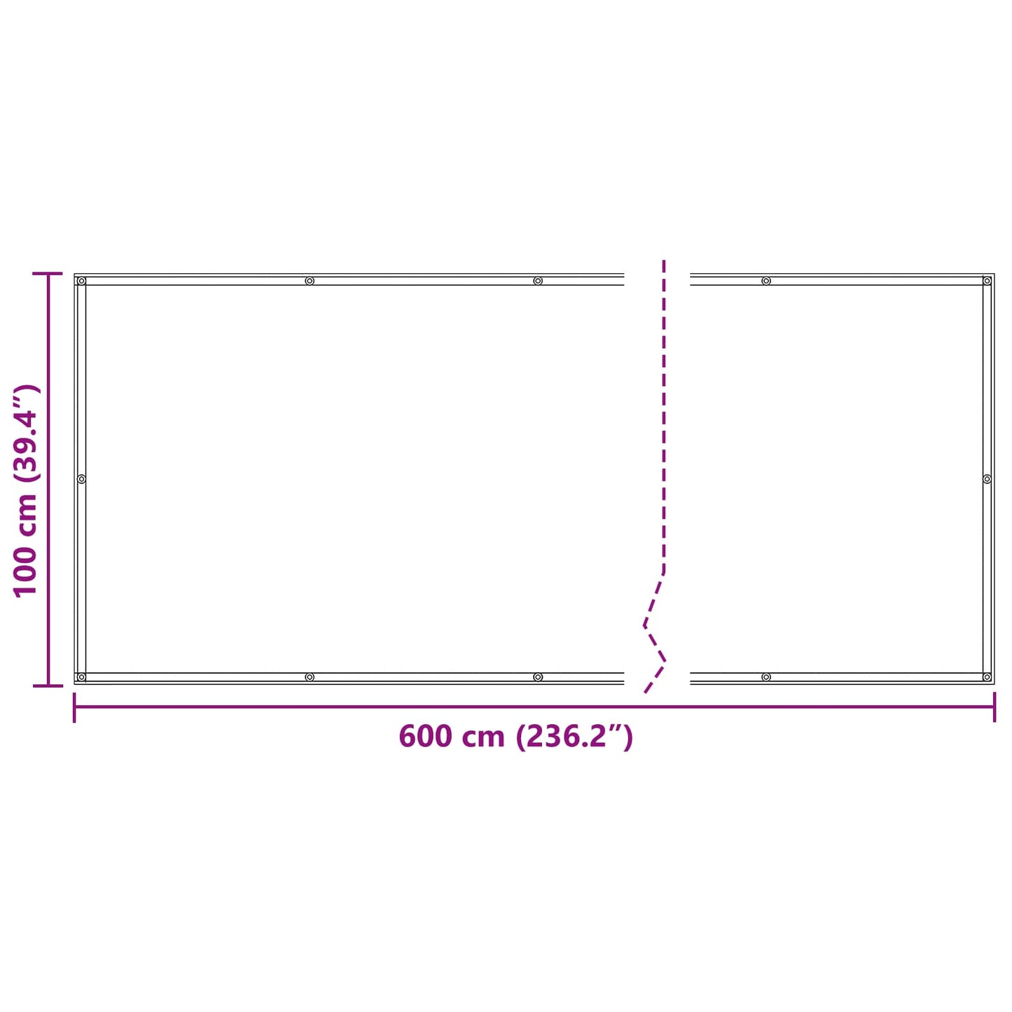 Balcony Screen 100 x 600 cm Oxford Fabric Rectangular White