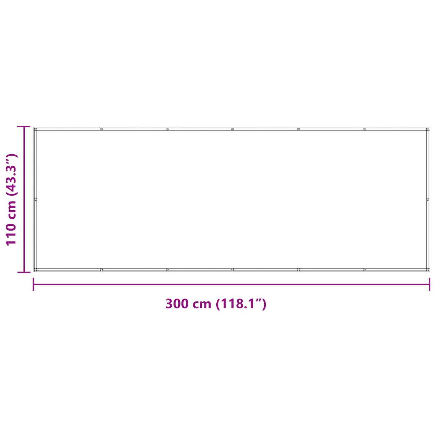 Balcony Screen 110 x 300 cm Oxford Fabric Rectangular