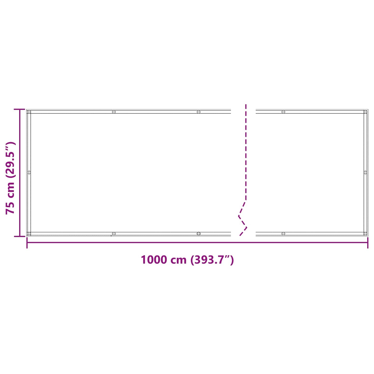 Balcony Screen 75 x 1000 cm Oxford Fabric Rectangular
