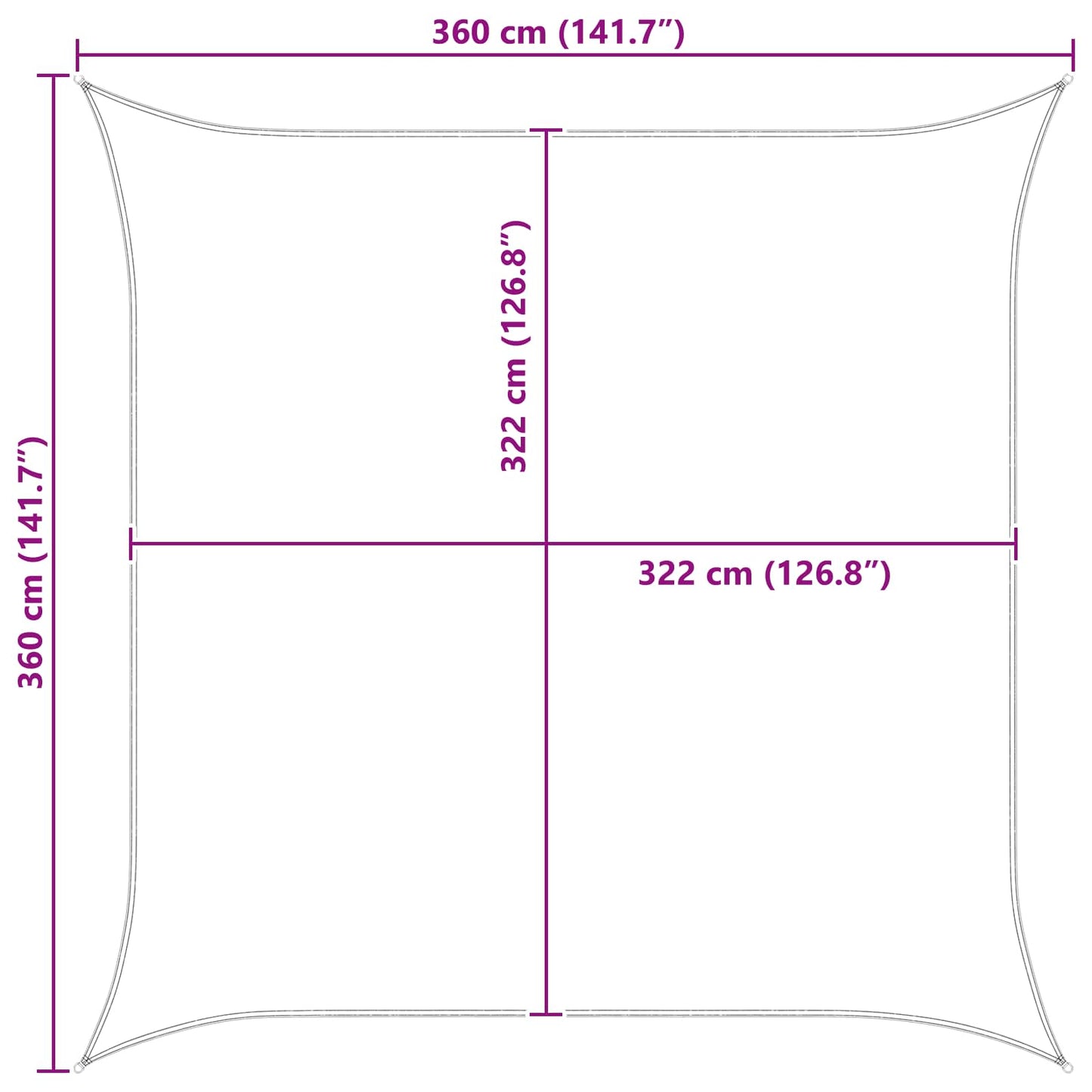 Sun Shade Sail 3.6 x 3.6 m 100% Polyester Oxford Square