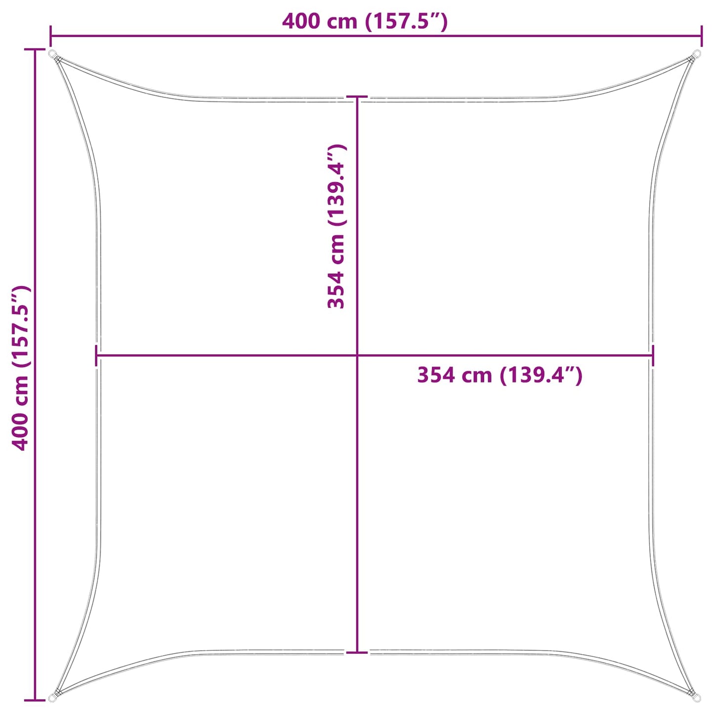 Sun Shade Sail 4 x 4 m 100% Polyester Oxford Square