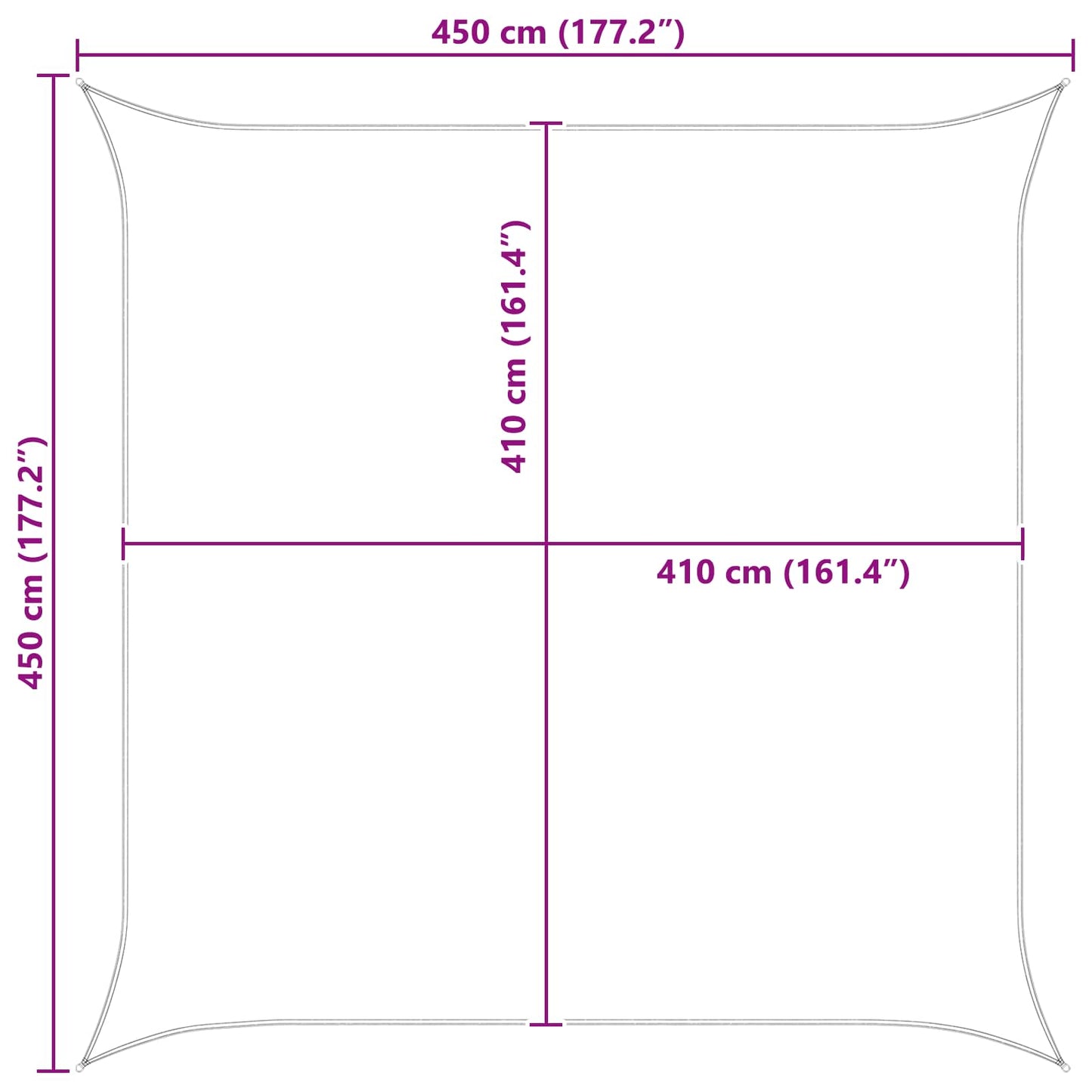 Sun Shade Sail 4.5 x 4.5 m 100% Polyester Oxford Square