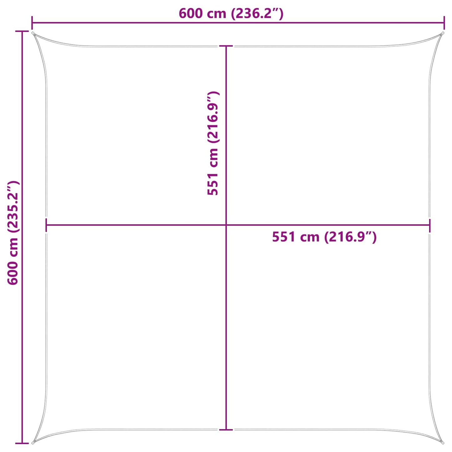 Sun Shade Sail 6 x 6 m 100% Polyester Oxford Square