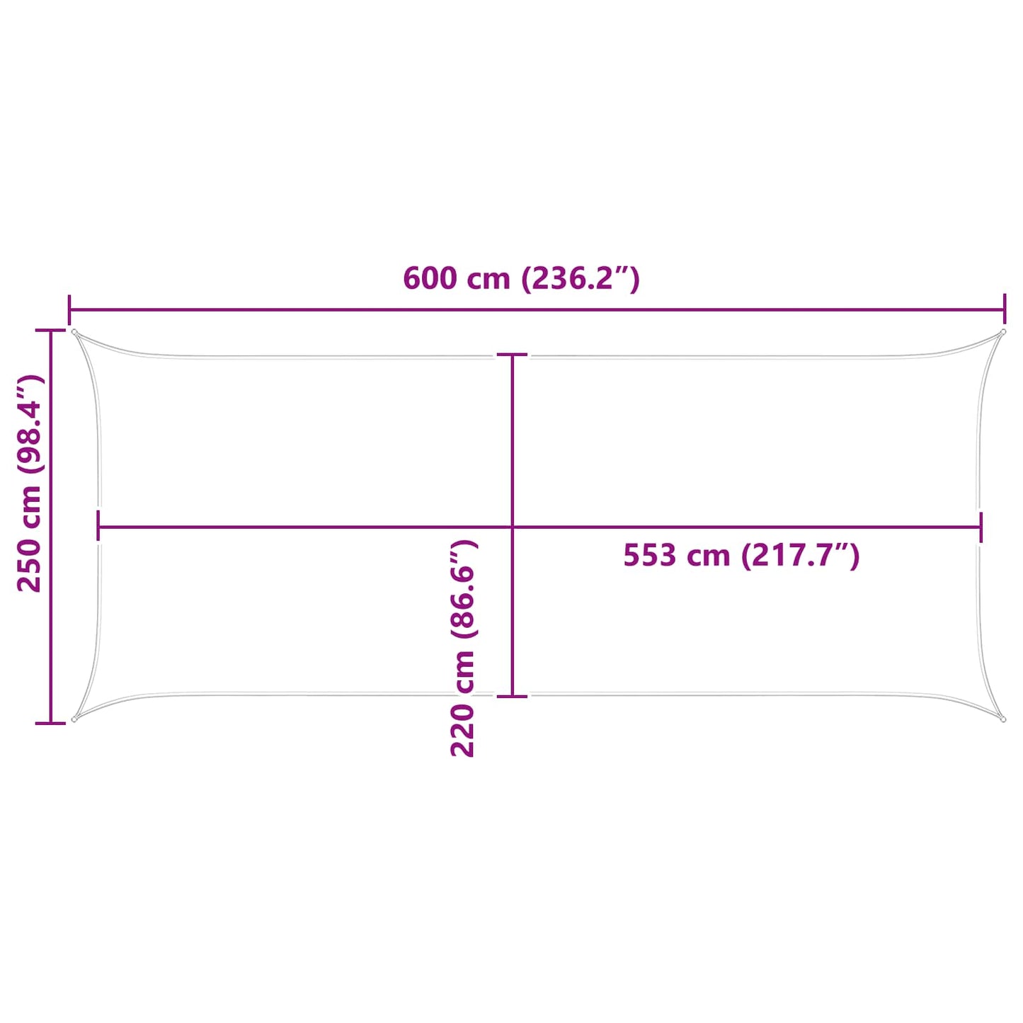 Sun Shade Sail Yellow 6 x 2.5 m 100% Polyester Oxford