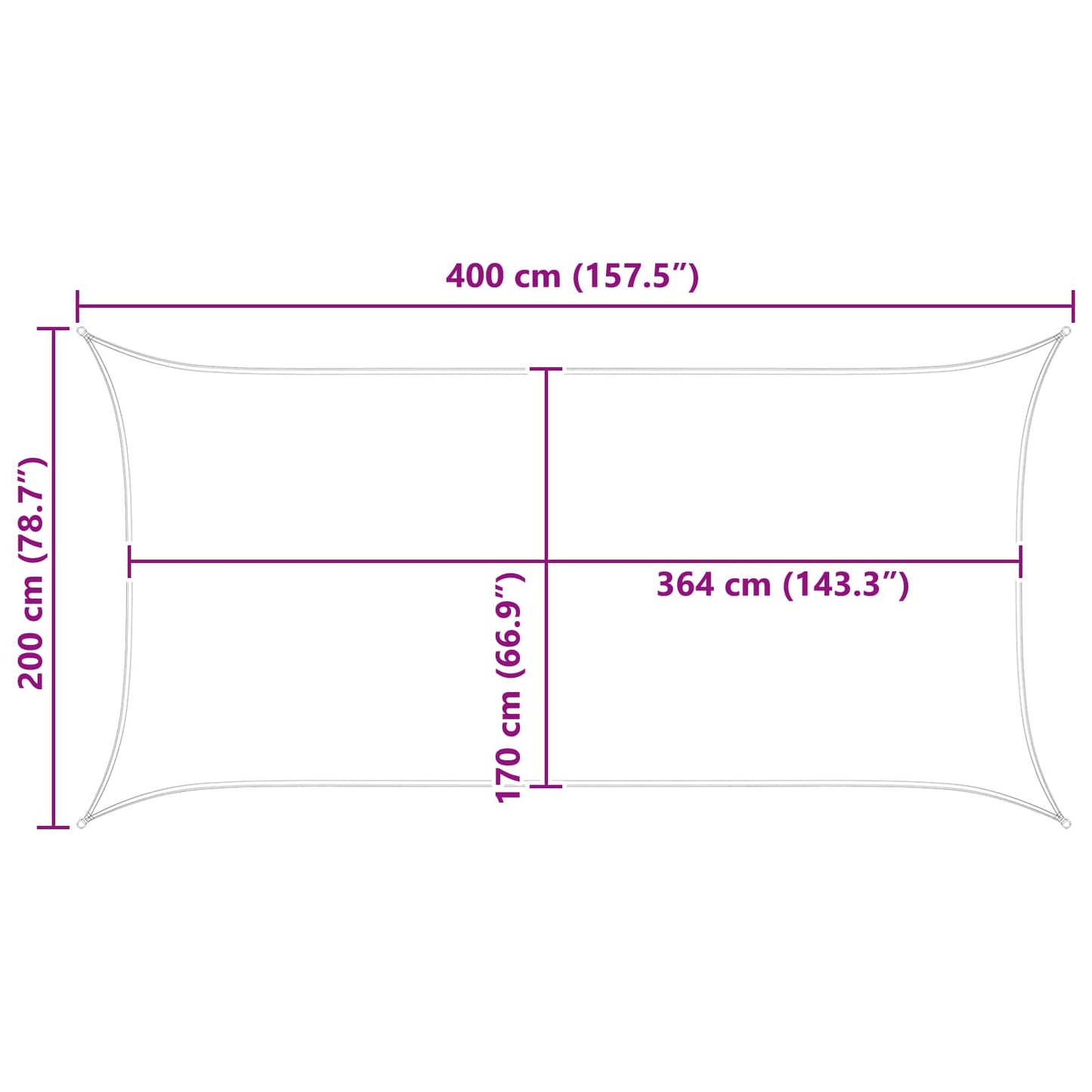 Sun Shade Sail Blue and White 4 x 2 m 100% Polyester Oxford