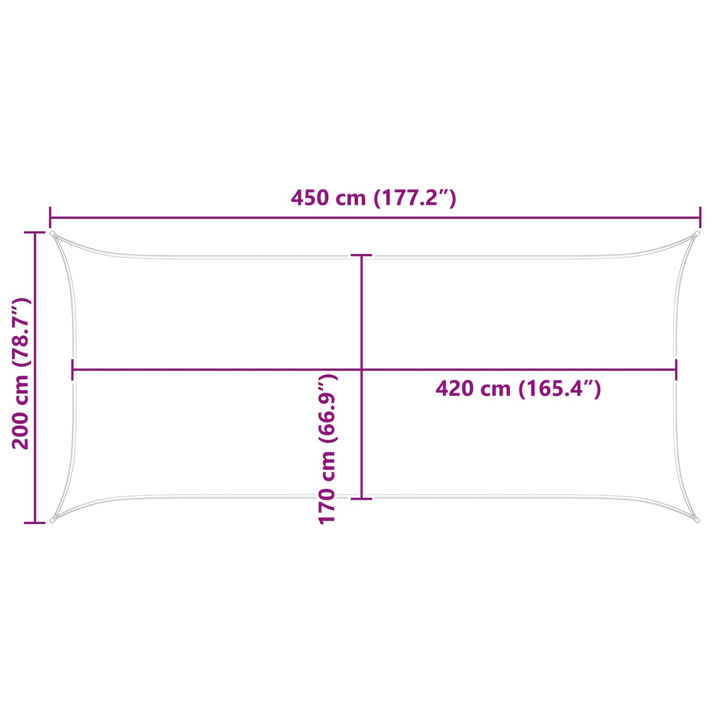 Sun Shade Sail Blue and White 4,5 x 2 m 100% Polyester Oxford