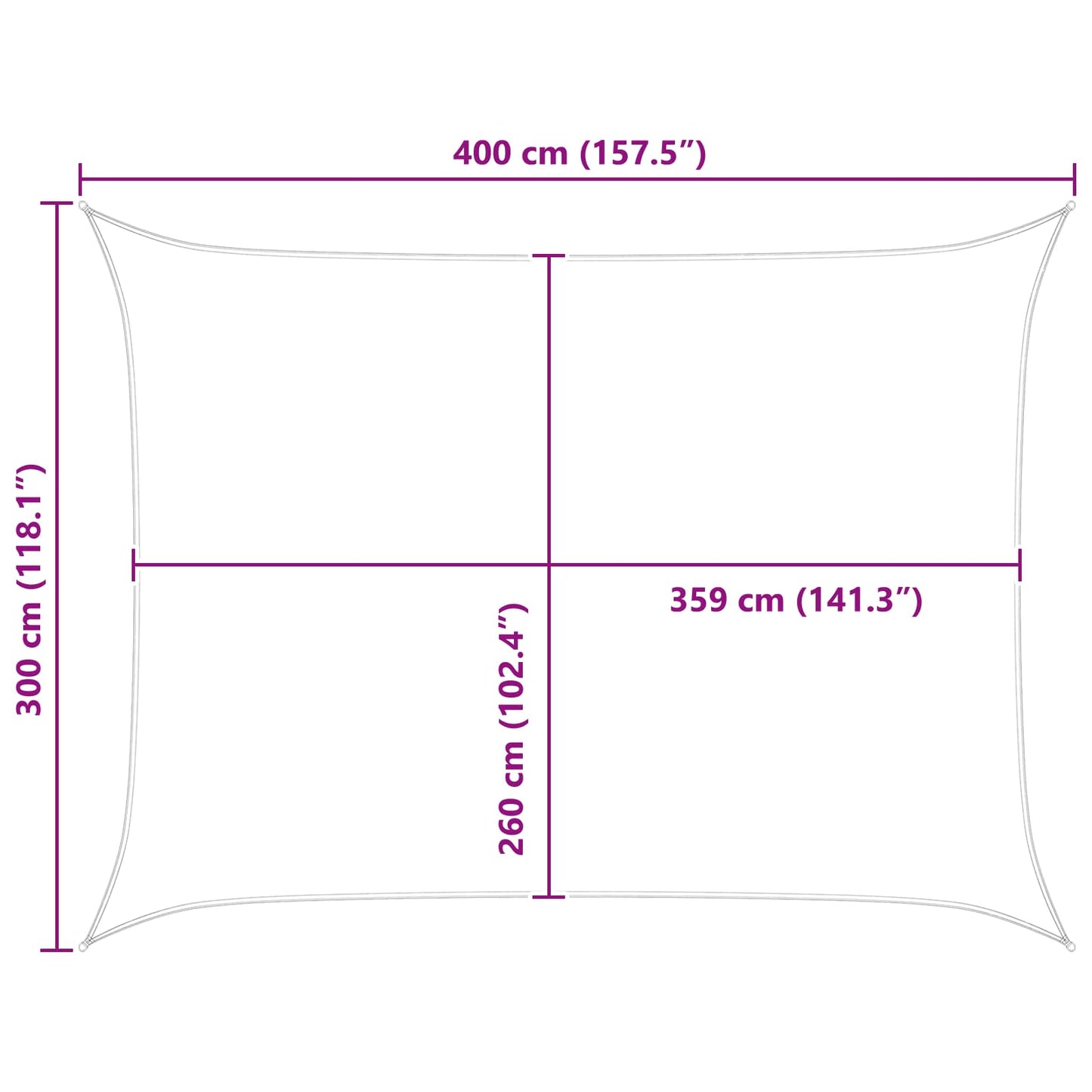 Sun Shade Sail Blue and White 4 x 3 m 100% Polyester Oxford