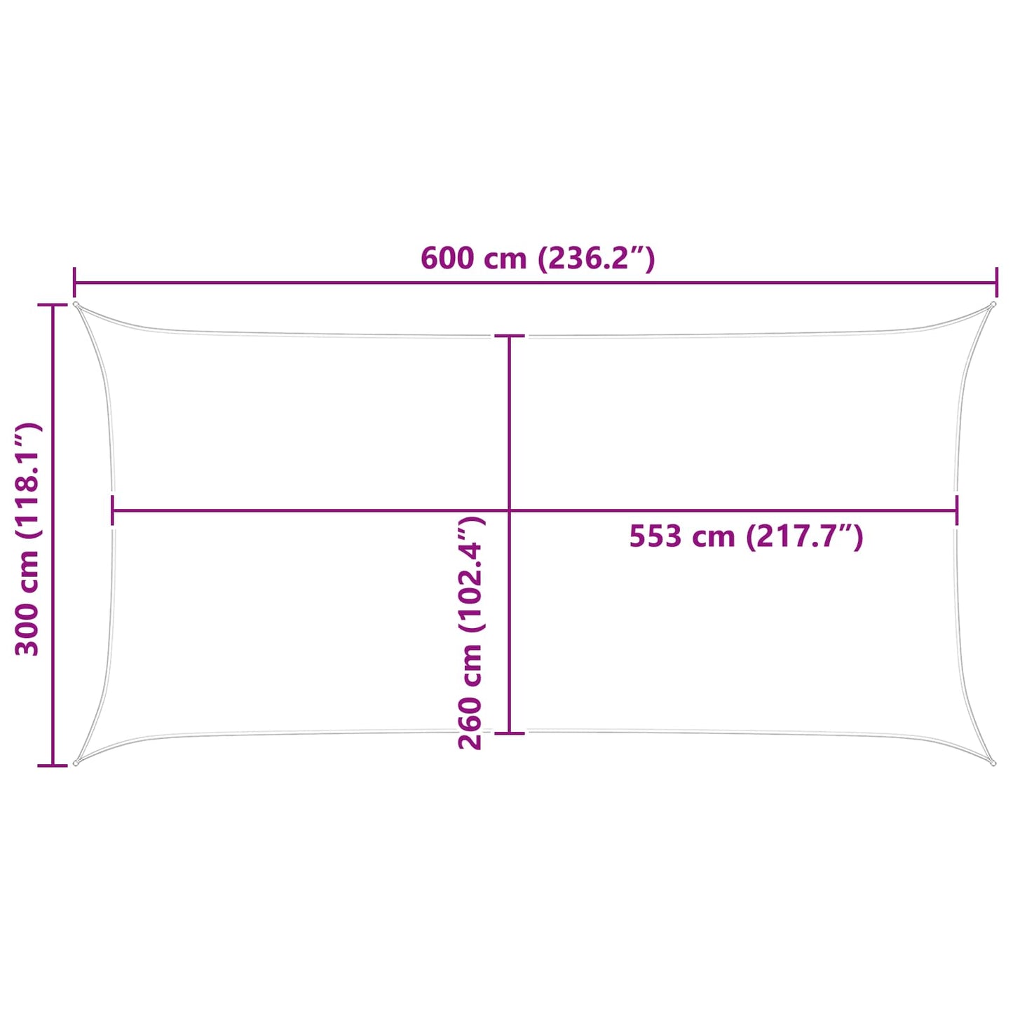 Sun Shade Sail Blue and White 6 x 3 m 100% Polyester Oxford