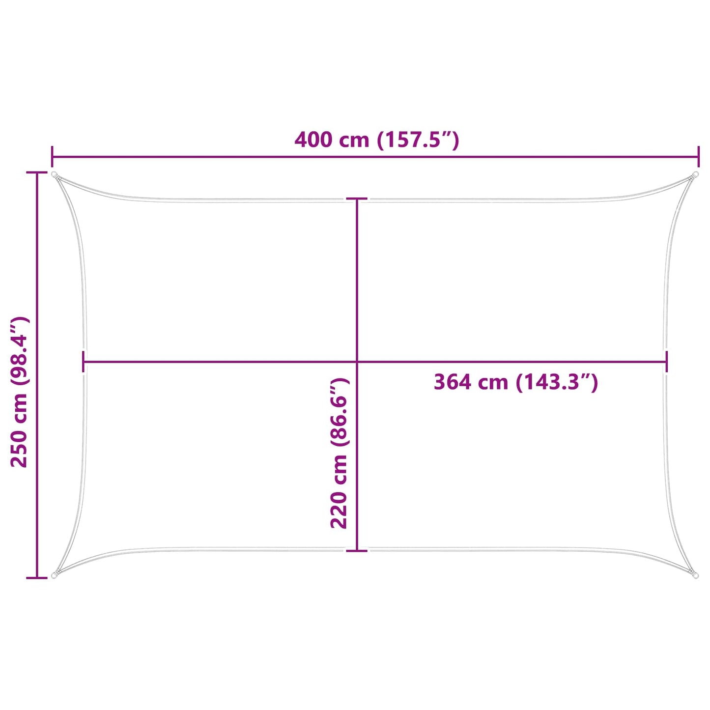 Sun Shade Sail Light Grey and White 4 x 2.5 m