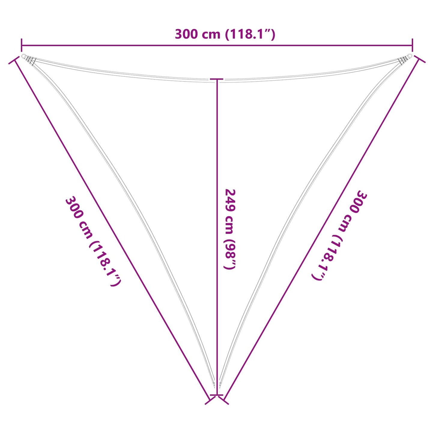 Sun Shade Sail 3 x 3 x 3 m 100% Polyester Oxford Triangular