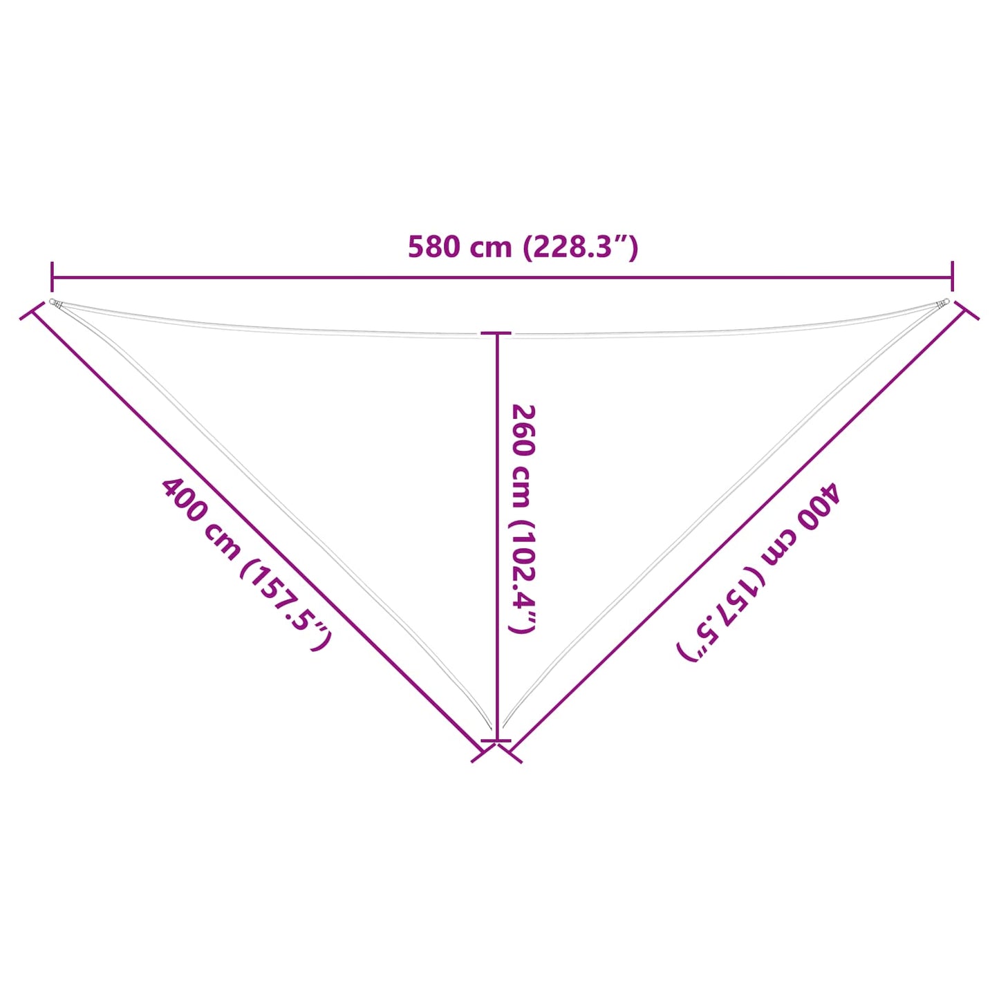 Sun Shade Sail 4 x 4 x 5.8 m 100% Polyester Oxford Triangular