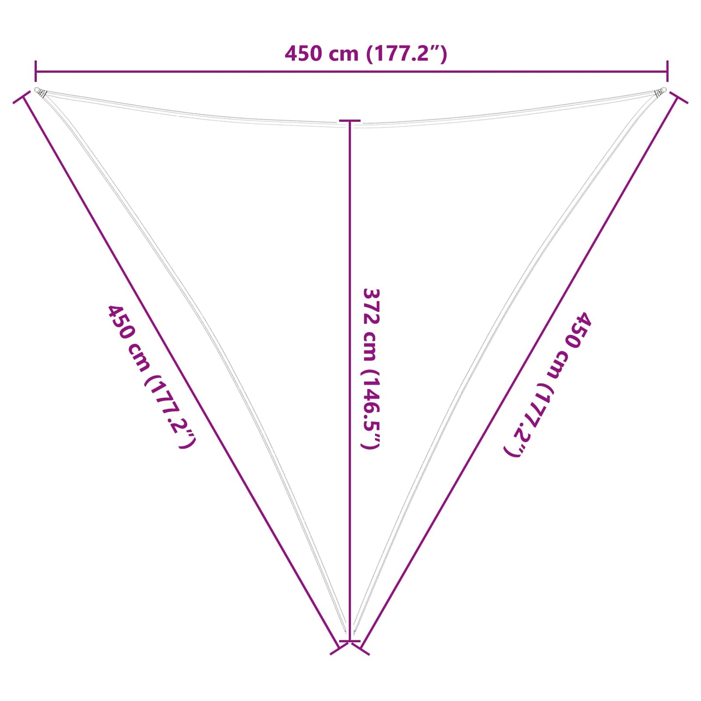 Sun Shade Sail 4.5 x 4.5 x 4.5 m 100% Polyester Oxford