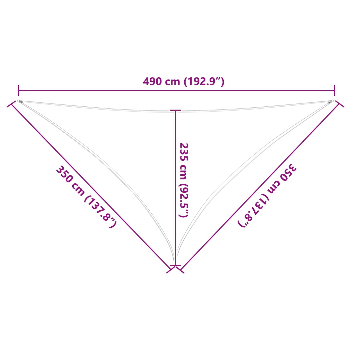 Sun Shade Sail 3.5 x 3.5 x 4.9 m 100% Polyester Oxford