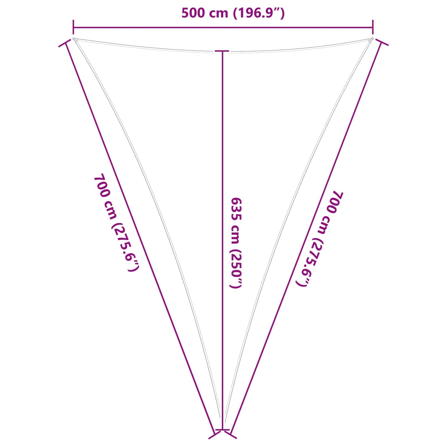 Sun Shade Sail 5 x 7 x 7 m 100% Polyester Oxford Triangular
