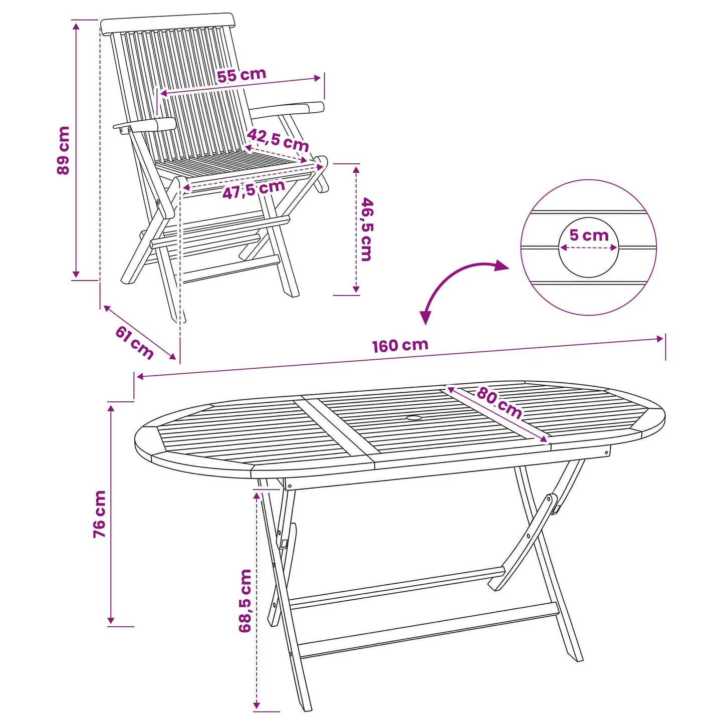 Garden Furniture Set 7 pcs Natural Solid Teak Wood