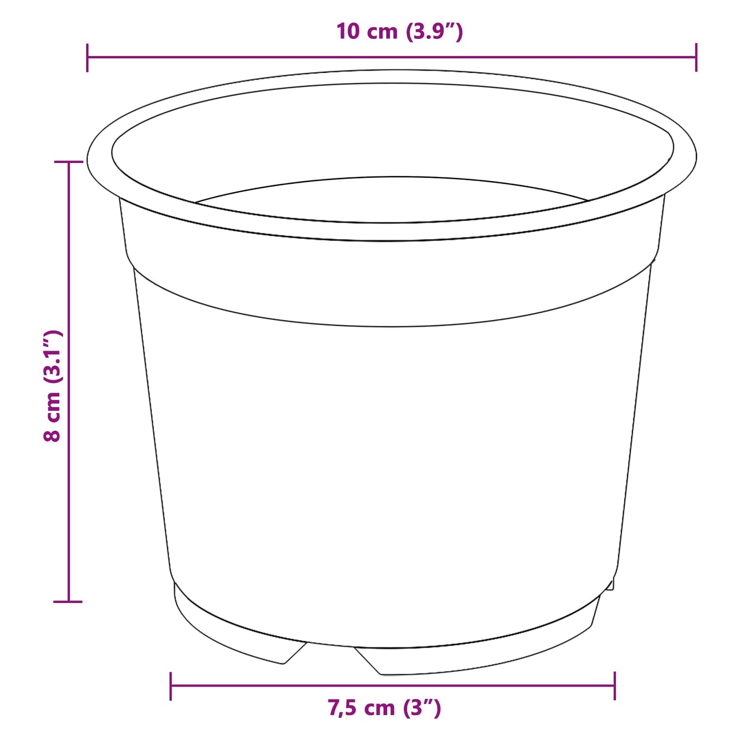 Round Flower Pot 50 pcs Black Ø 10 x 8 cm Plastic