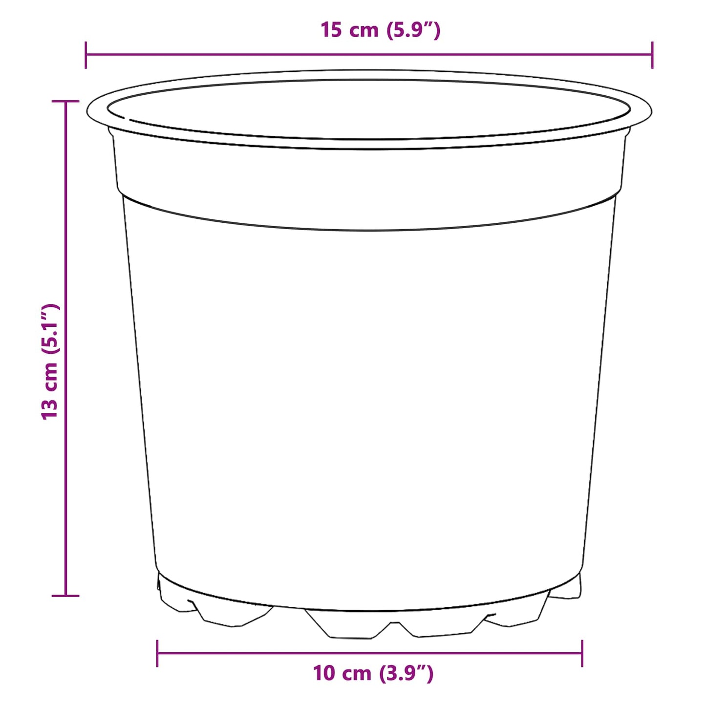 Round Flower Pot 200 pcs Black Ø 15 x 13 cm Plastic