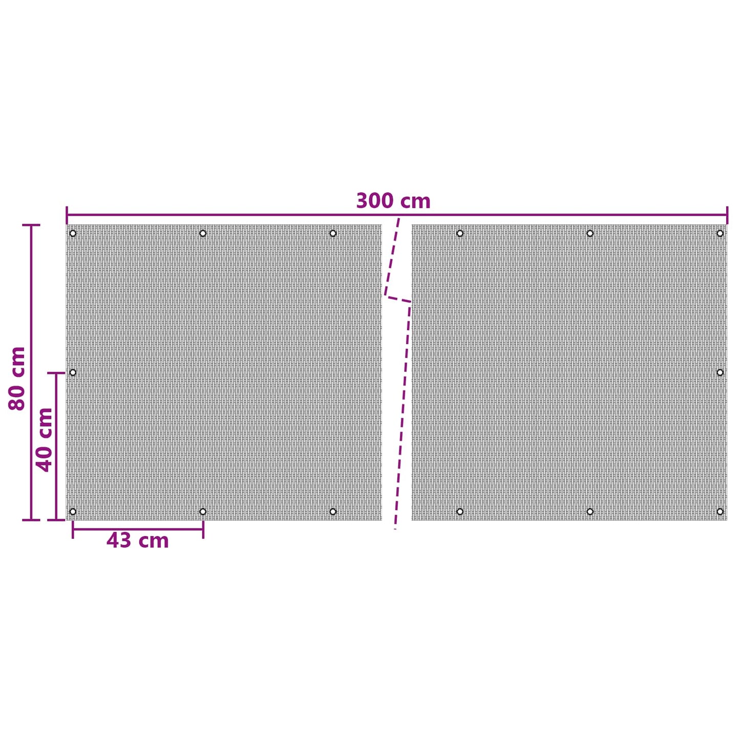 Balcony Screen with Eyelets 300 x 80 cm Poly Rattan Anthracite