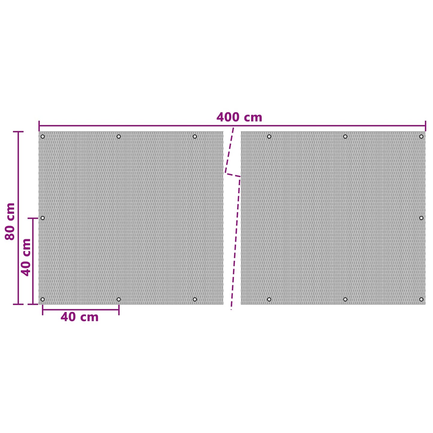 Balcony Screen with Eyelets 400 x 80 cm Poly Rattan Anthracite