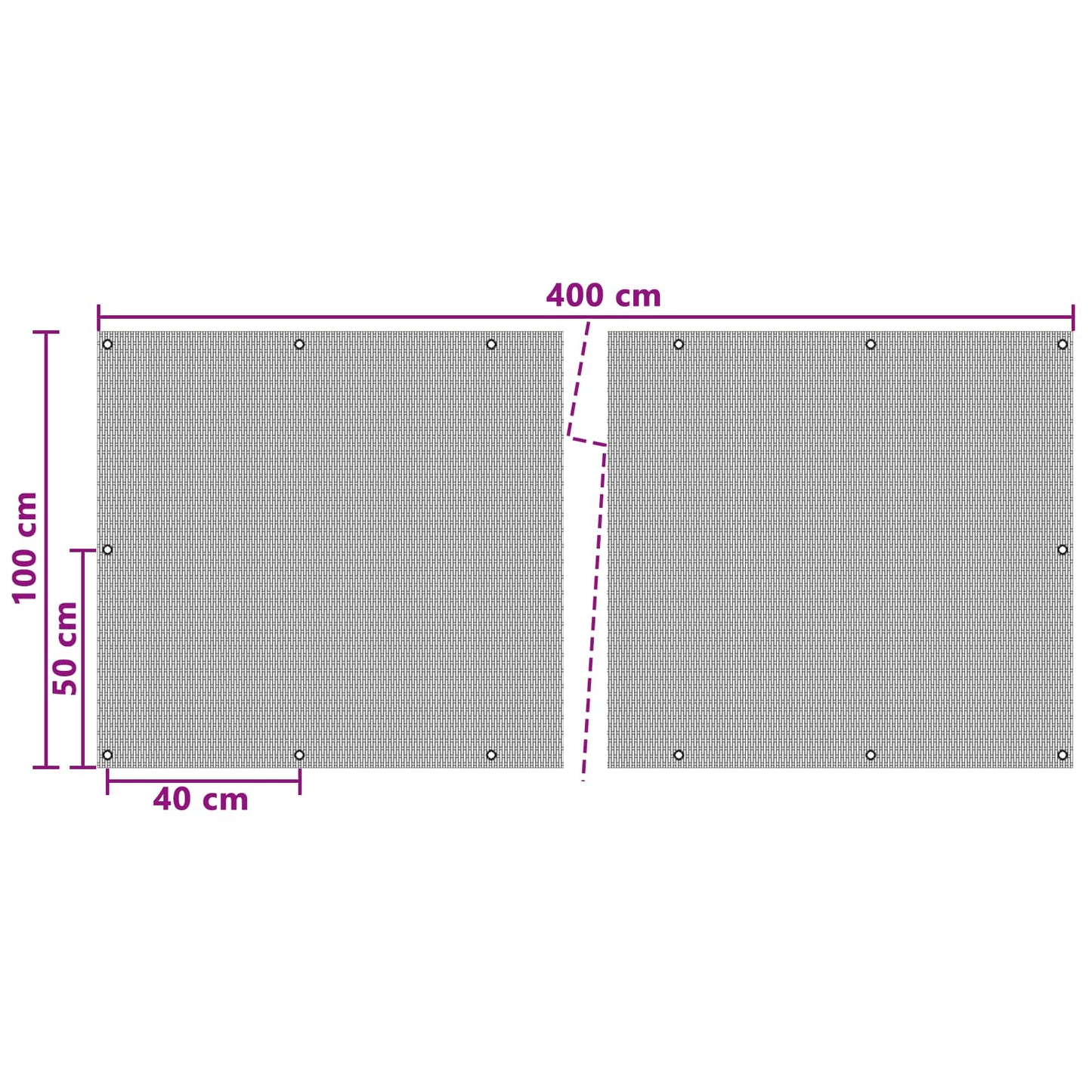 Balcony Screen with Eyelets 400 x 100 cm Poly Rattan Black
