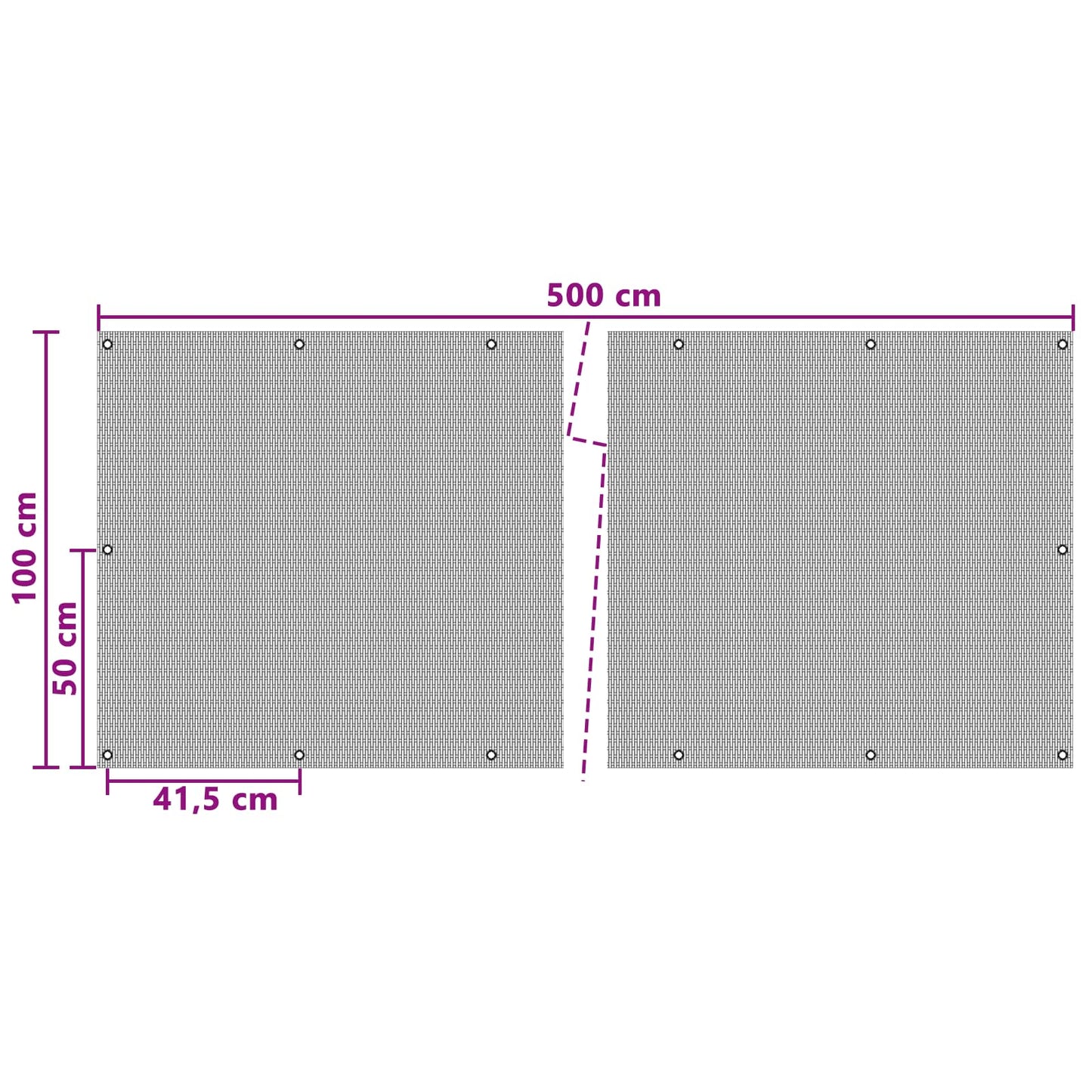 Balcony Screen with Eyelets 500 x 100 cm Poly Rattan Black