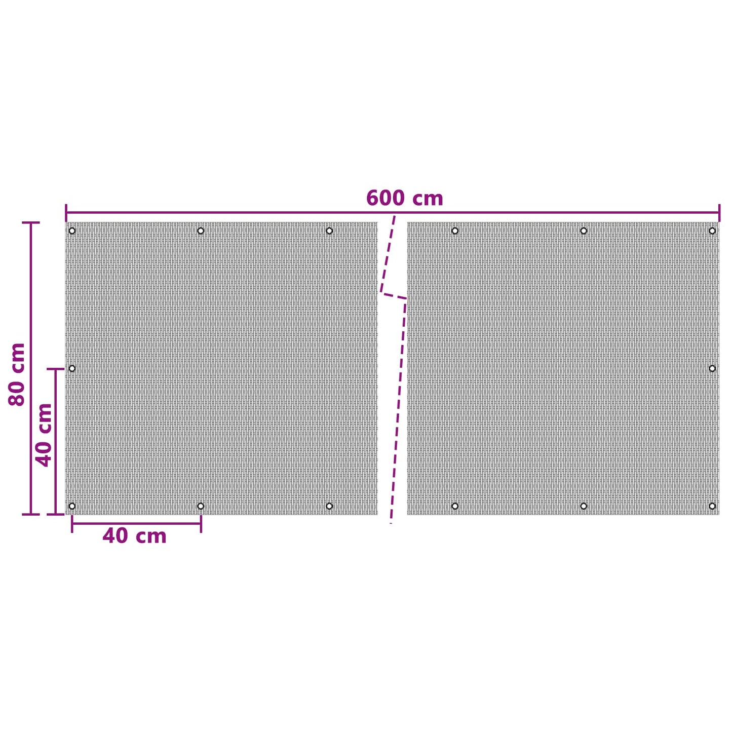 Balcony Screen with Eyelets 600 x 80 cm Poly Rattan Black
