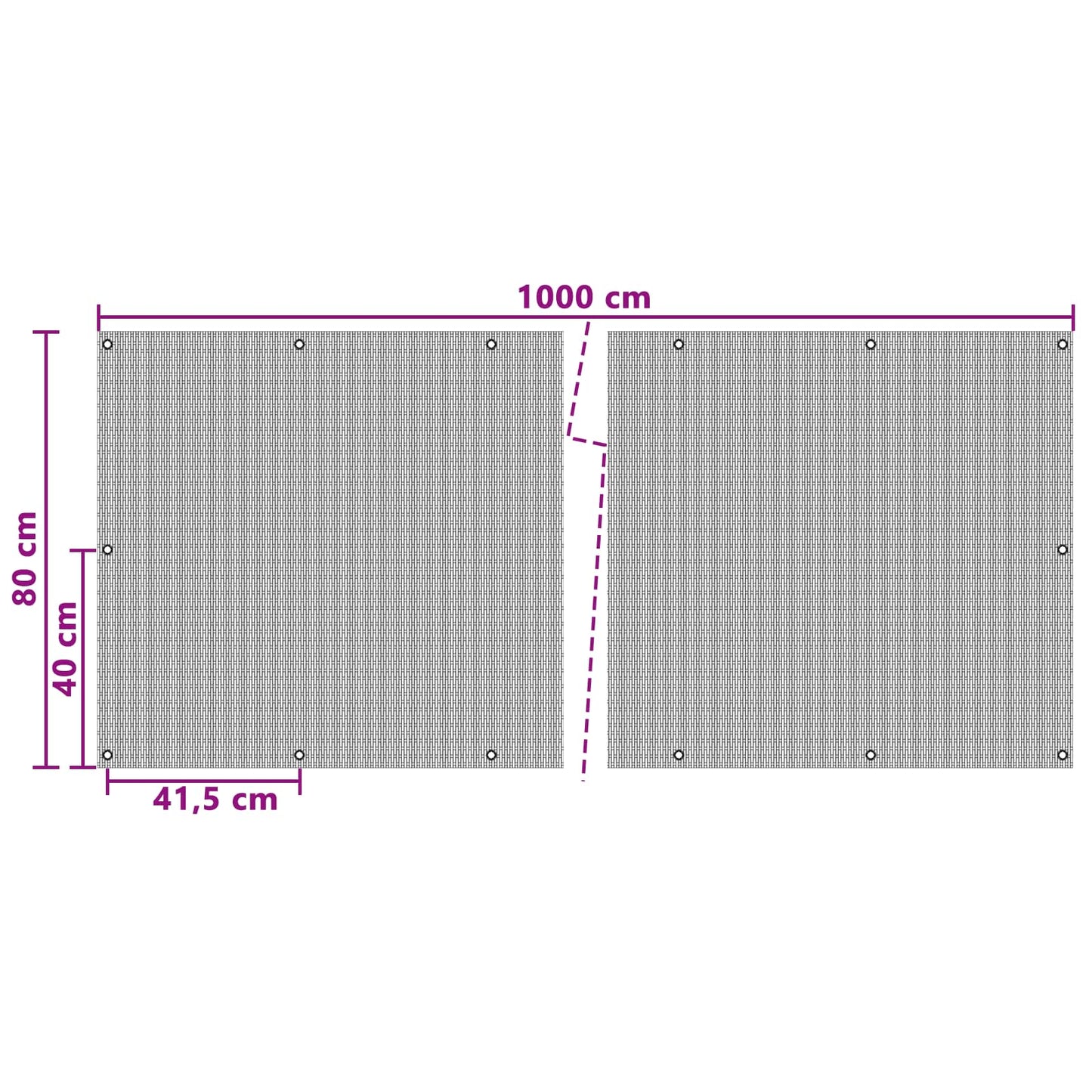Balcony Screen with Eyelets 1000 x 80 cm Poly Rattan Black