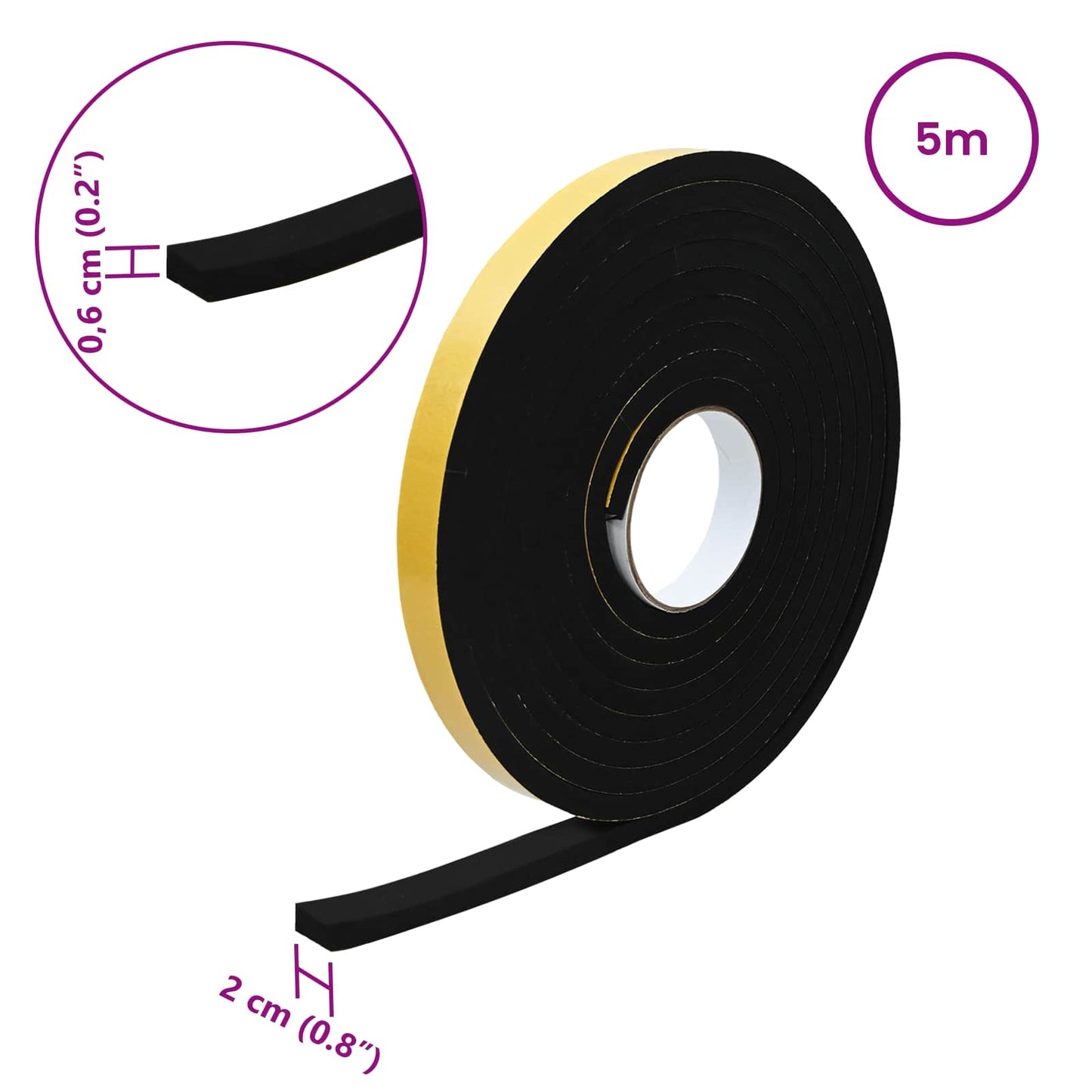 Self-adhesive Foam Tape 20 pcs Black 20mm x 5m CR Foam