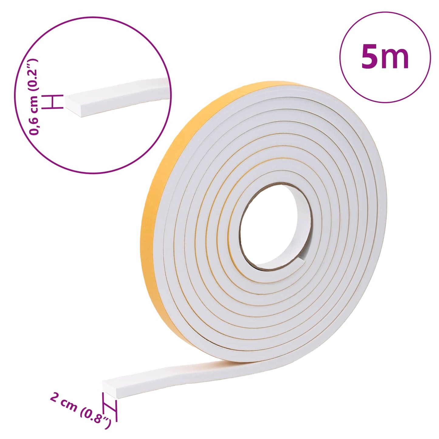 Self-adhesive Foam Tape 10 pcs White 20mm x 5m CR Foam