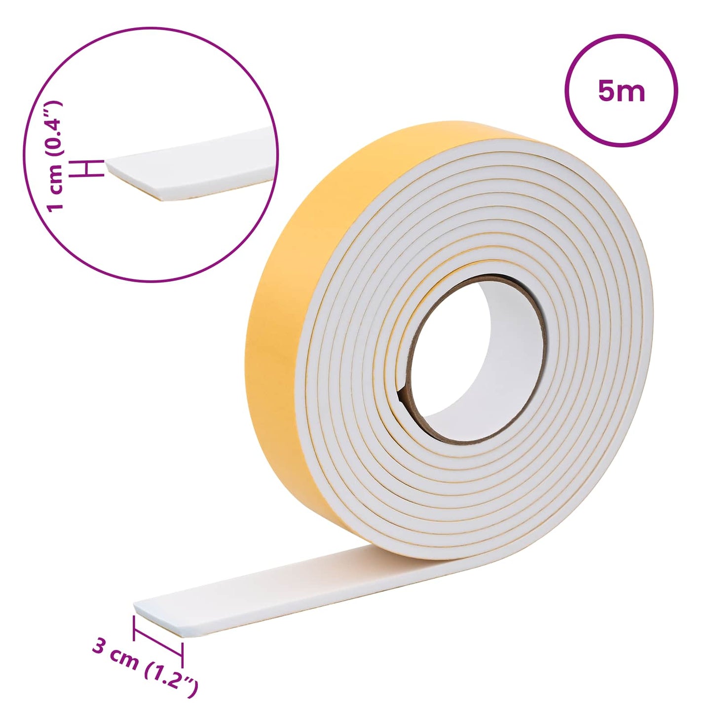 Self-adhesive Foam Tape 10 pcs White 30mm x 5m CR Foam