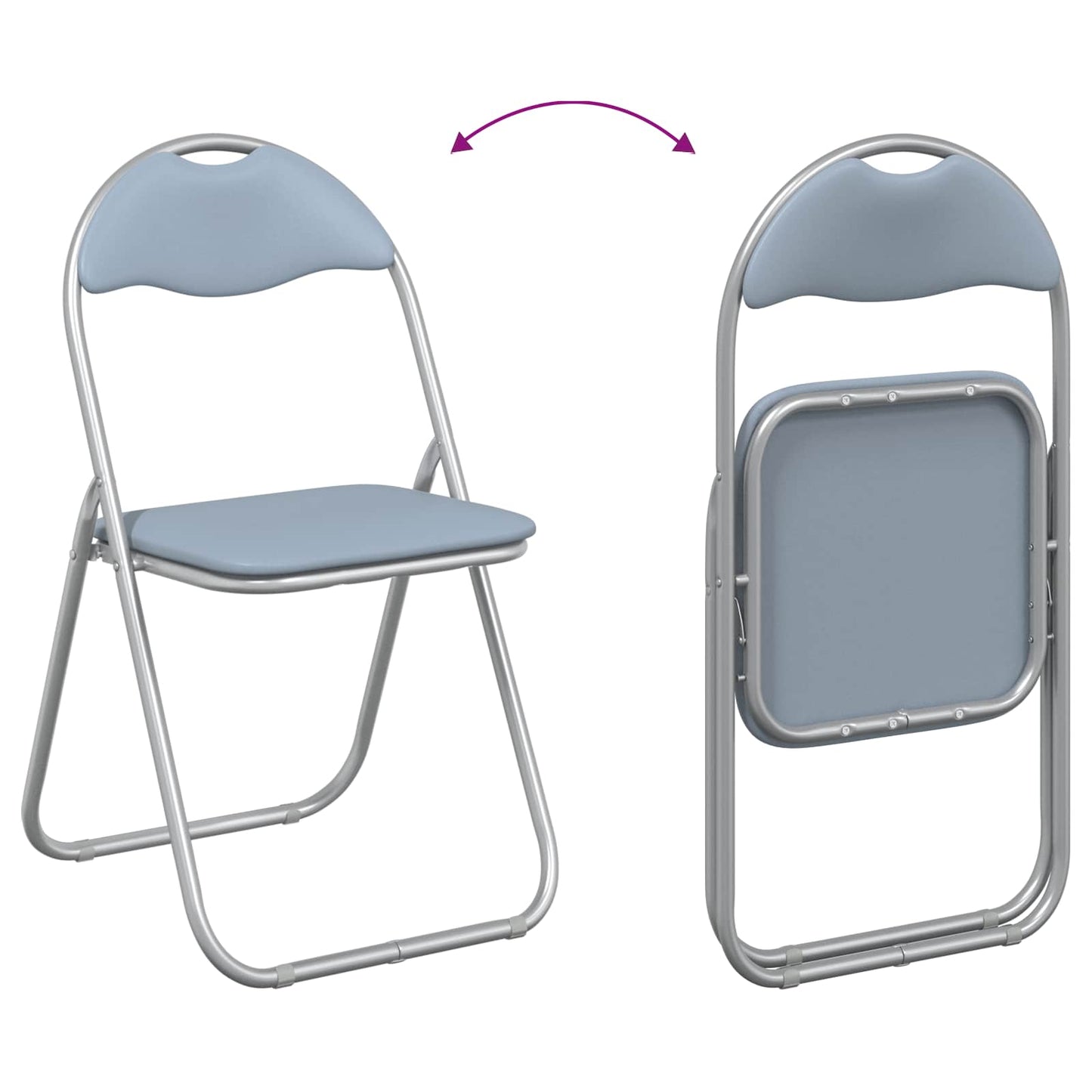 Folding Chair 2 pcs Faux Leather Grey 48 x 43.5 x 81 cm
