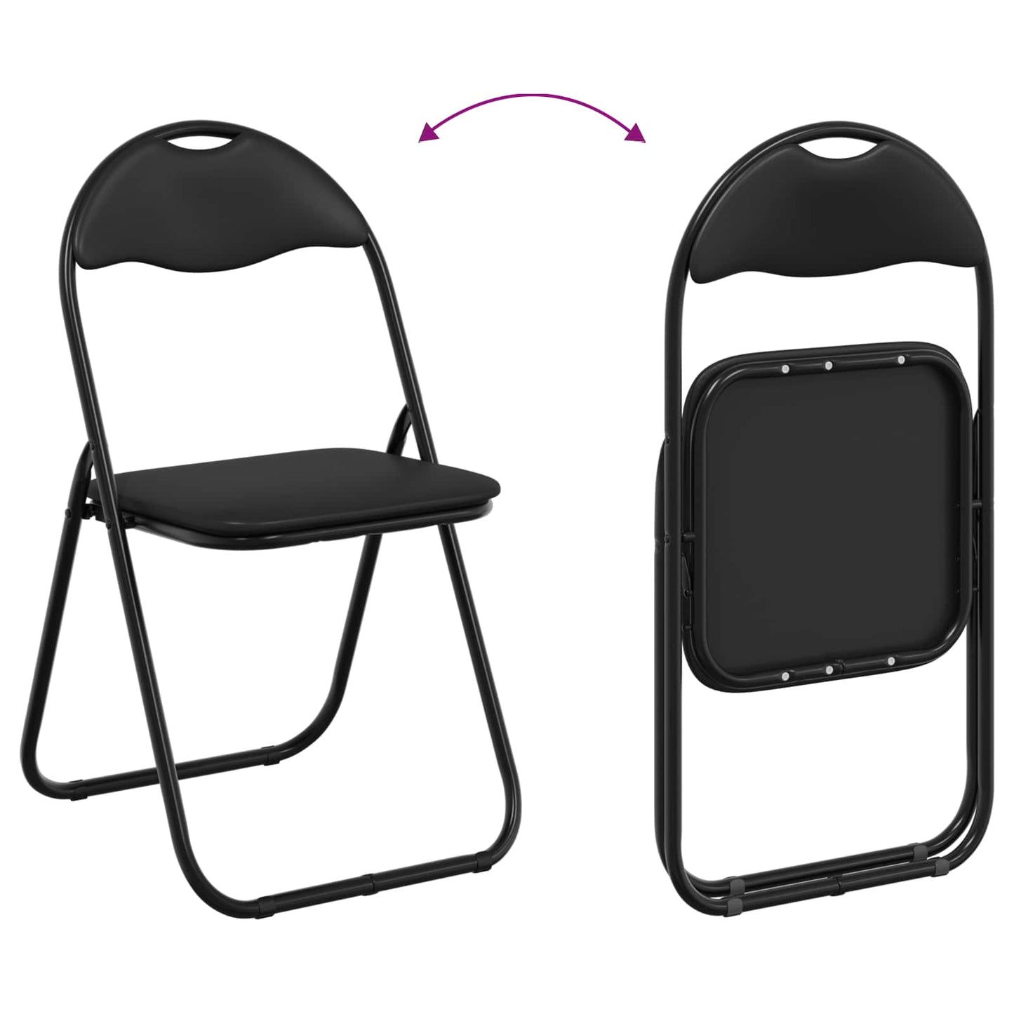 Folding Chair 2 pcs Faux Leather Black 48 x 43.5 x 81 cm
