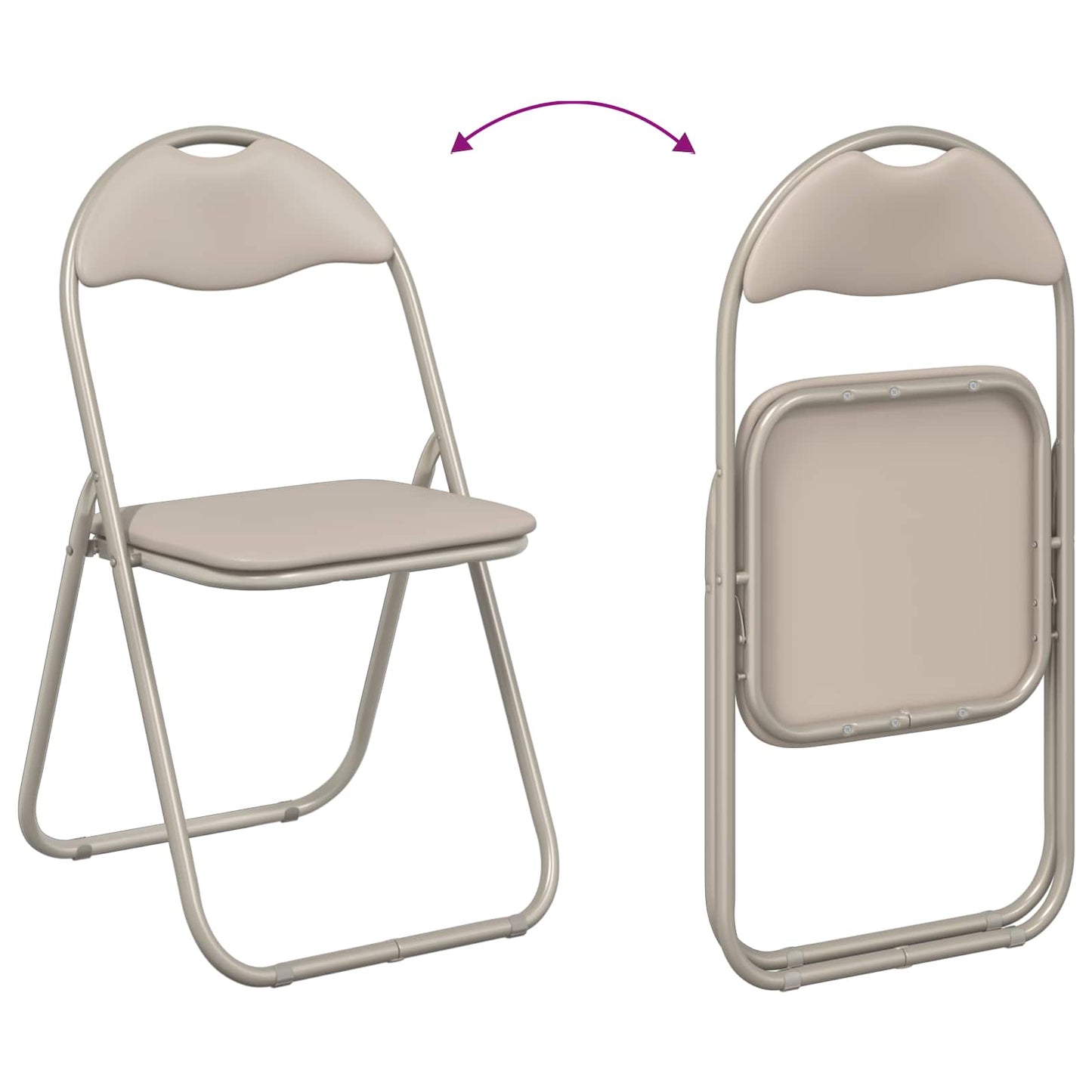Folding Chair 8 pcs Faux Leather Sand 48 x 43.5 x 81 cm