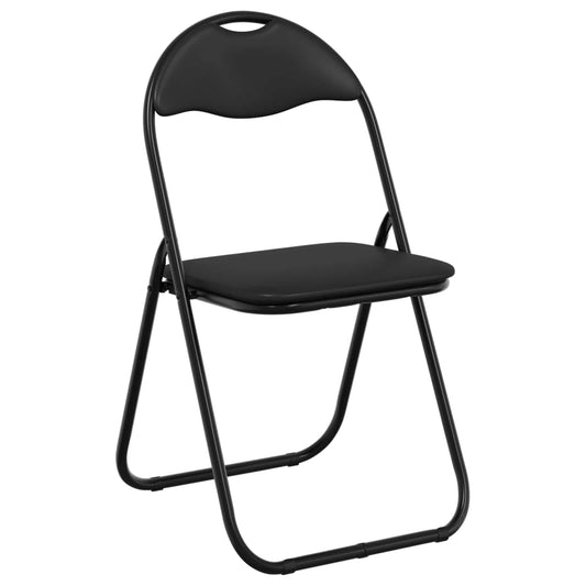 Folding Chair 8 pcs Faux Leather Black 48 x 43.5 x 81 cm