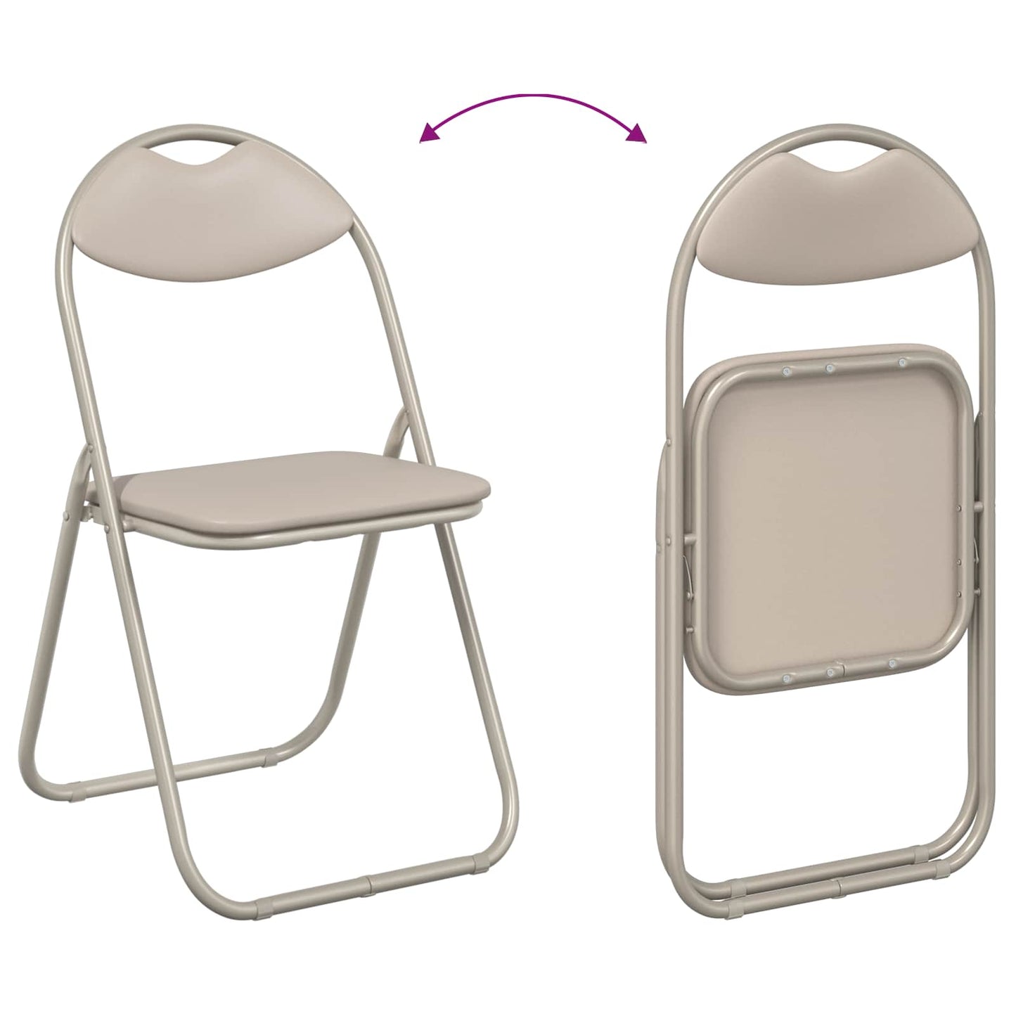 Folding Chair 2 pcs Faux Leather Sand 48 x 43.5 x 81 cm