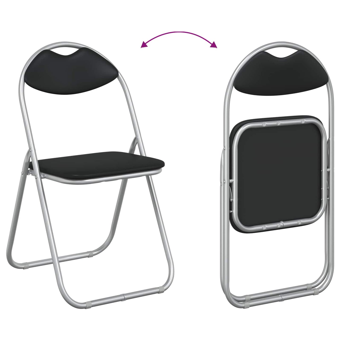 Folding Chair 8 pcs Faux Leather Black and Grey