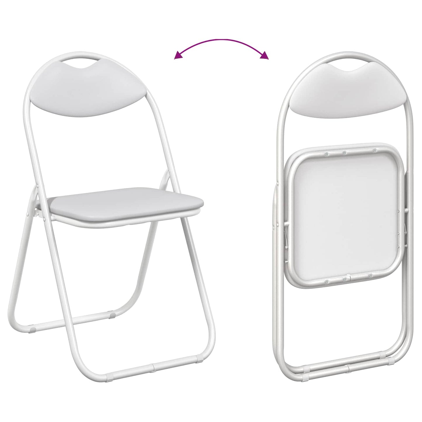 Folding Chair 8 pcs Faux Leather White 48 x 43.5 x 81 cm