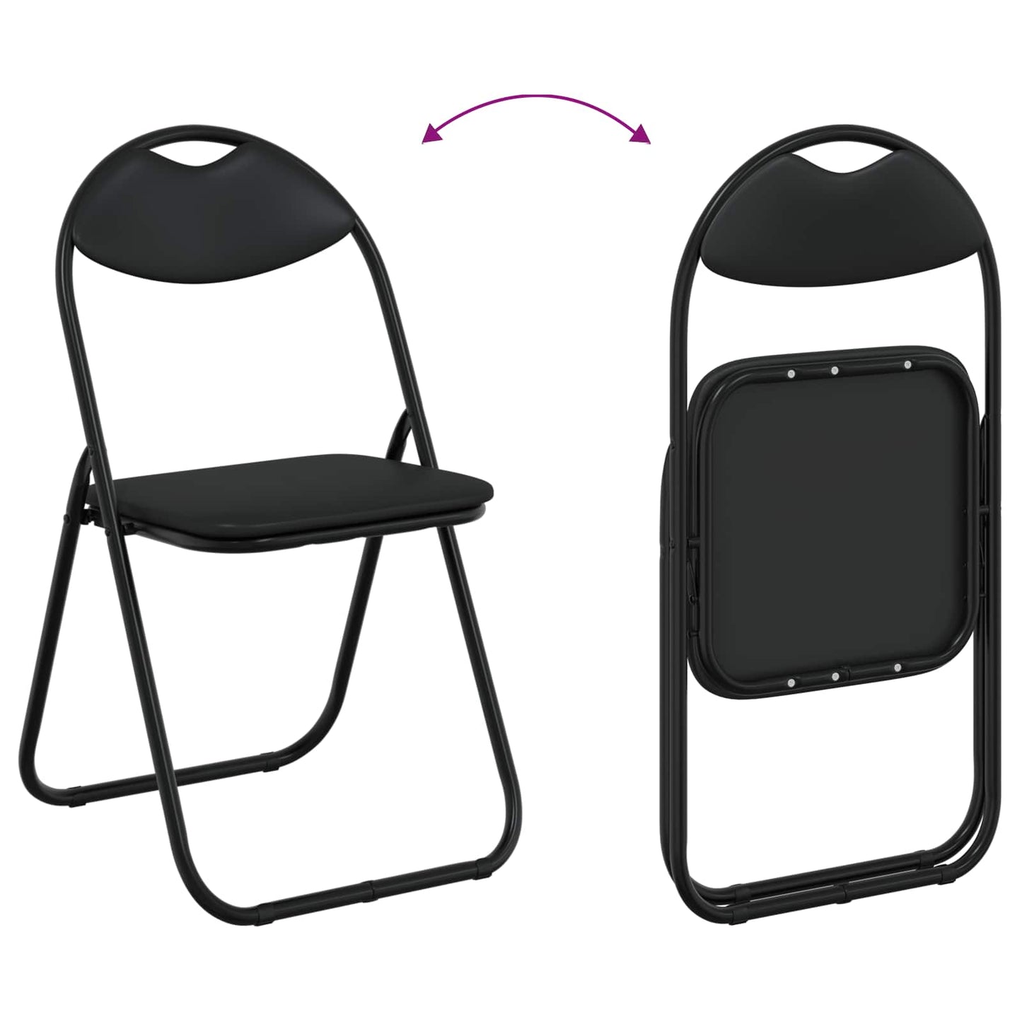 Folding Chair 8 pcs Faux Leather Black 48 x 43.5 x 81 cm