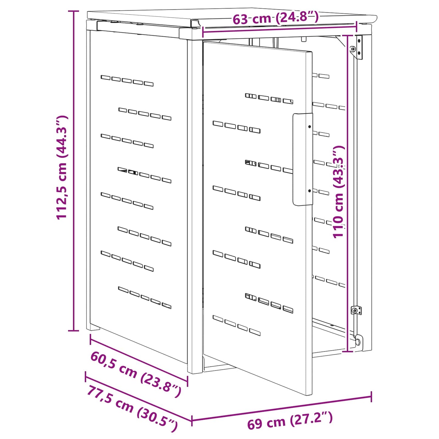 Wheelie Bin Storage for 1 Bin 240L Grey
