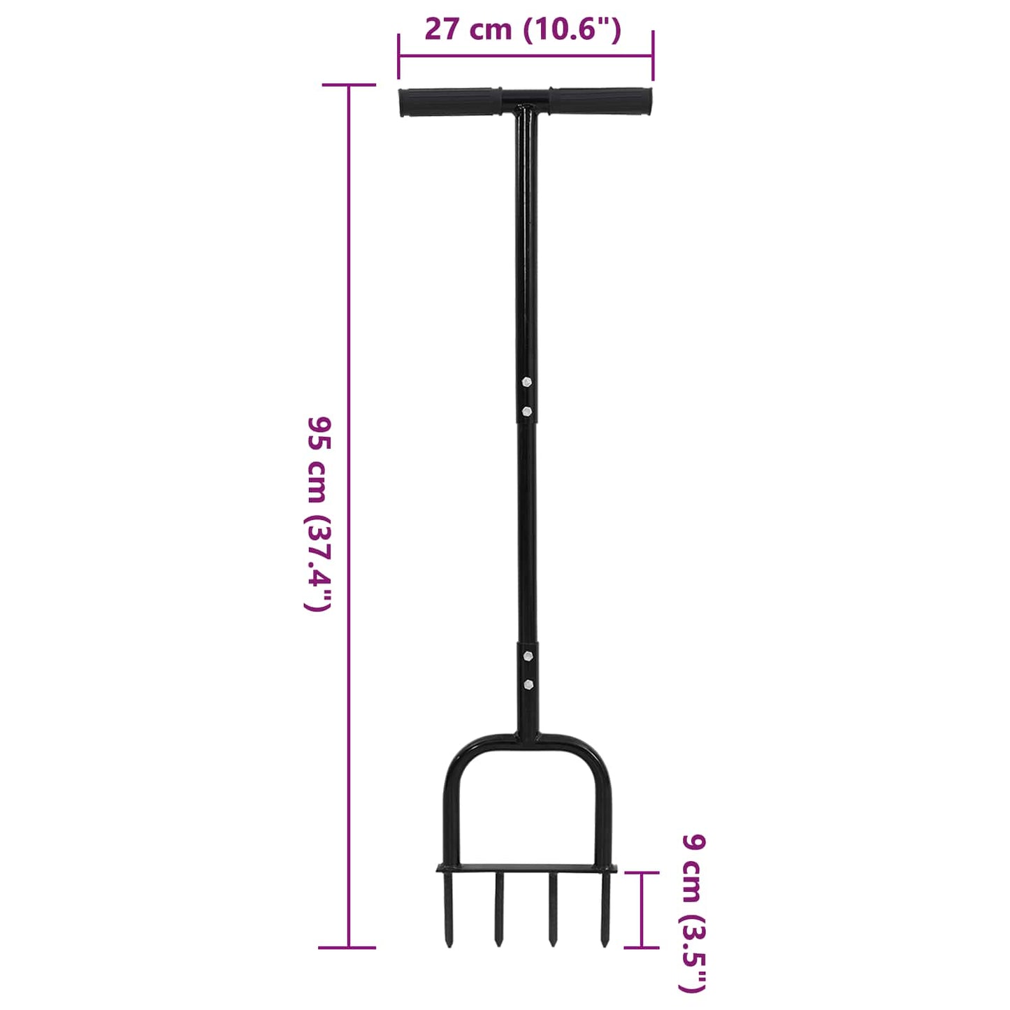 Lawn Aerator Tool Black 95 x 27 cm Plastic