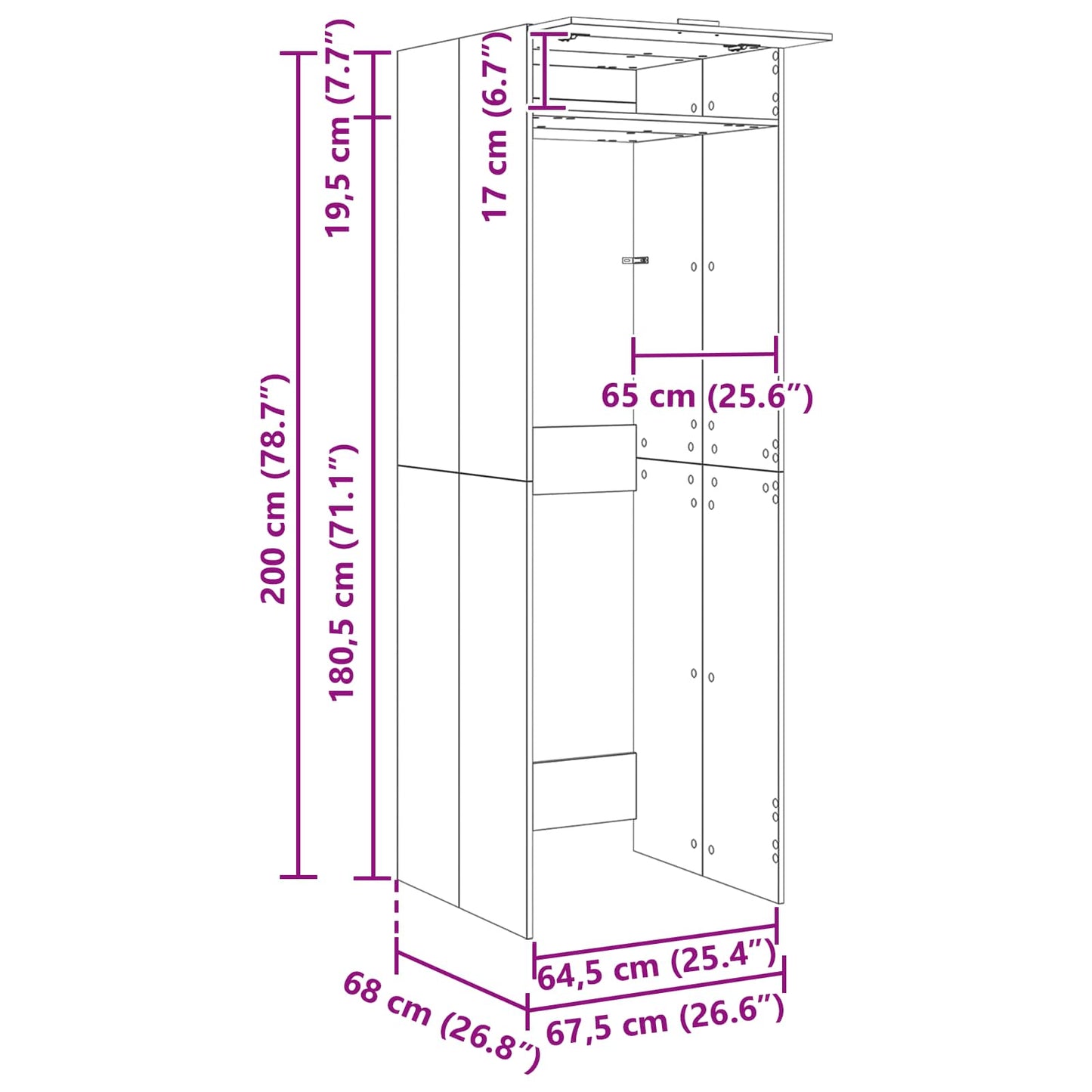 Wash Machine Cabinet with Storage Old Wood 67.5 x 68 x 200 cm