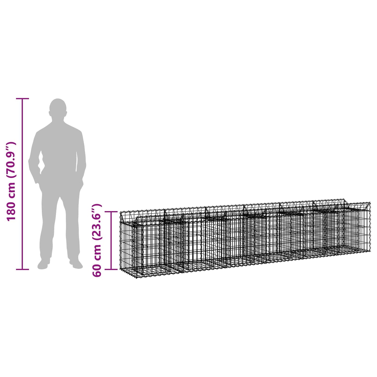 Gabion Raised Bed 2 pcs 300 x 50 x 60 cm Galvanised Steel