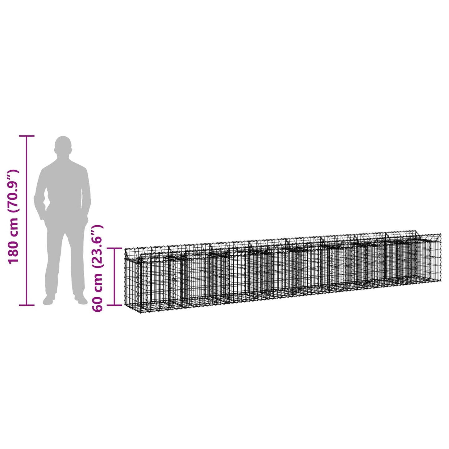 Gabion Raised Bed 2 pcs 400 x 50 x 60 cm Galvanised Steel