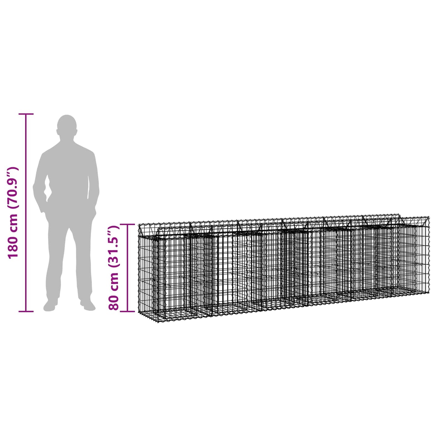 Gabion Raised Bed 2 pcs 300 x 50 x 80 cm Galvanised Steel