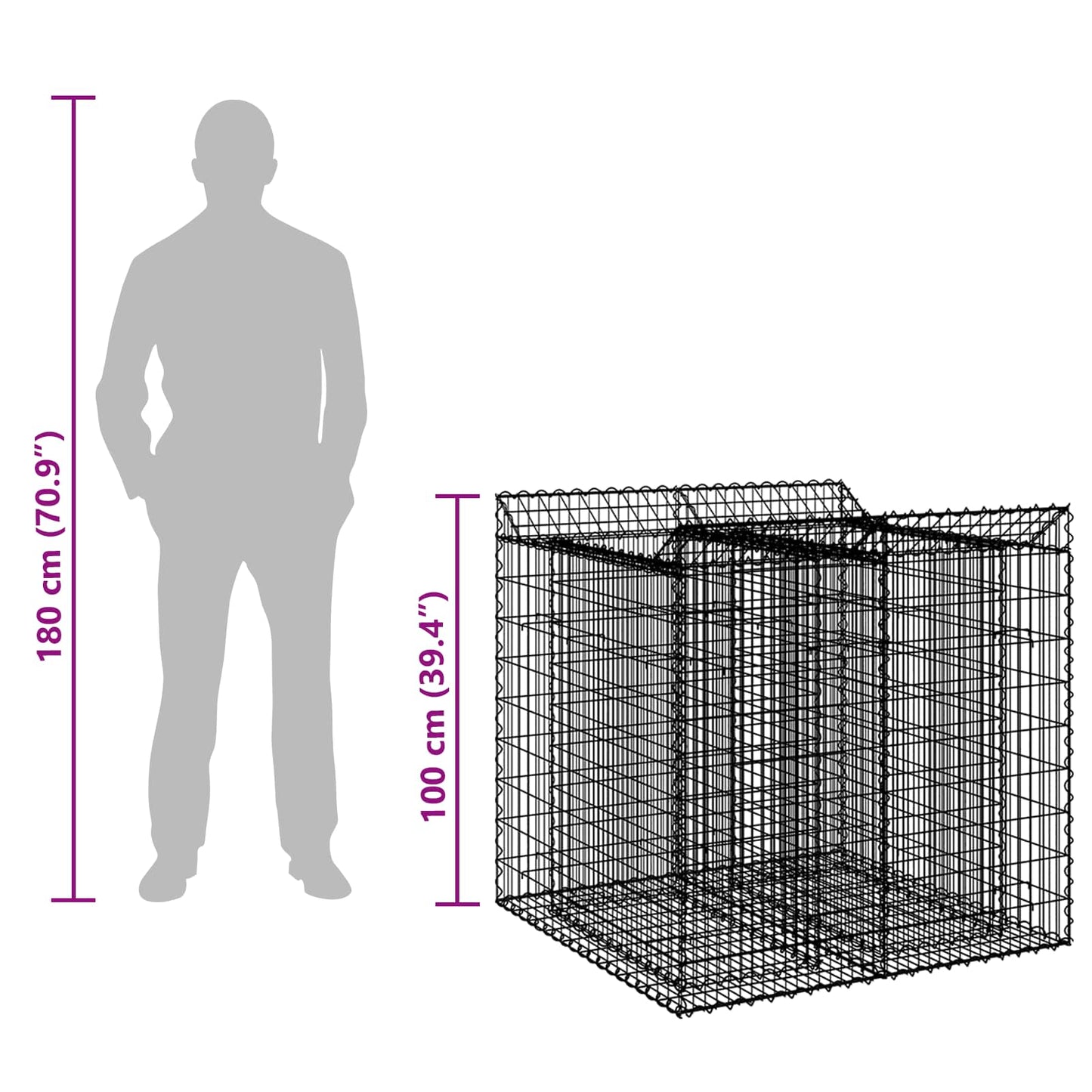 Gabion Raised Bed 2 pcs 100 x 100 x 100 cm Galvanised Steel