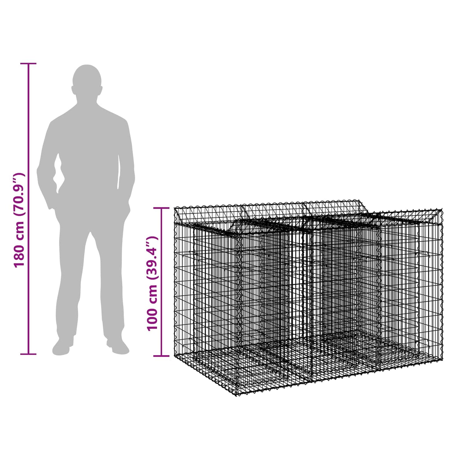 Gabion Raised Bed 2 pcs 150 x 100 x 100 cm Galvanised Steel