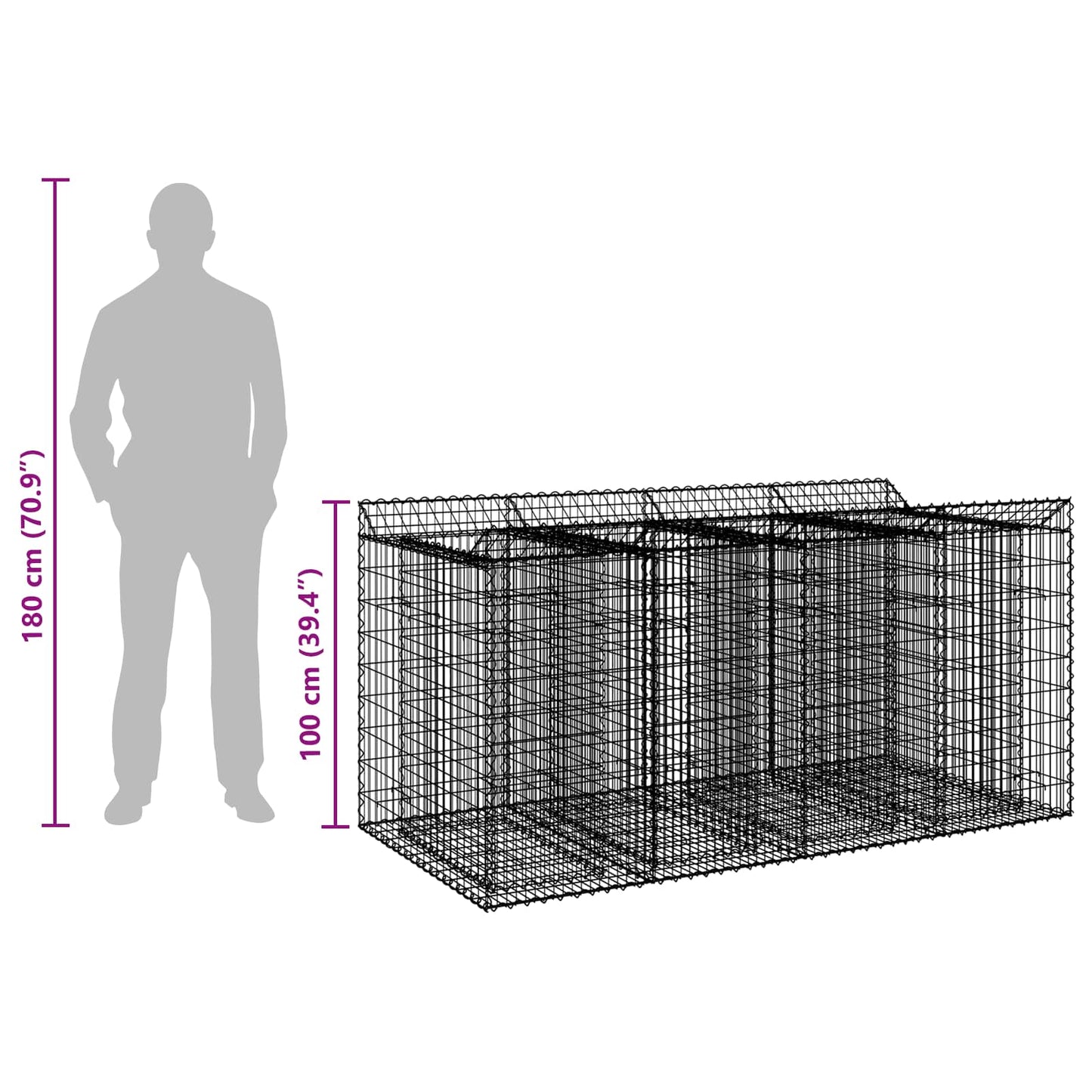 Gabion Raised Bed 2 pcs 200 x 100 x 100 cm Galvanised Steel