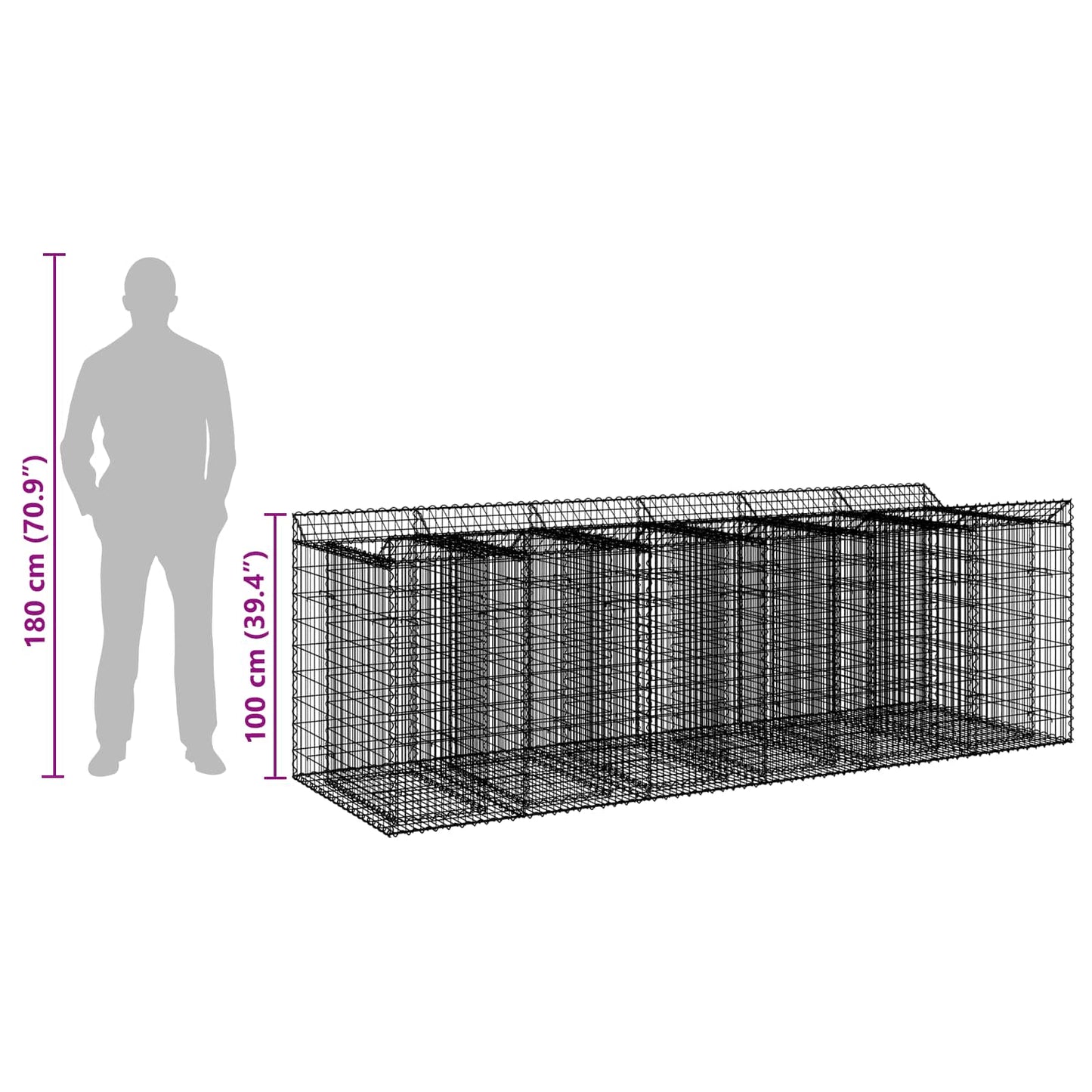 Gabion Raised Bed 3 pcs 300 x 100 x 100 cm Galvanised Steel