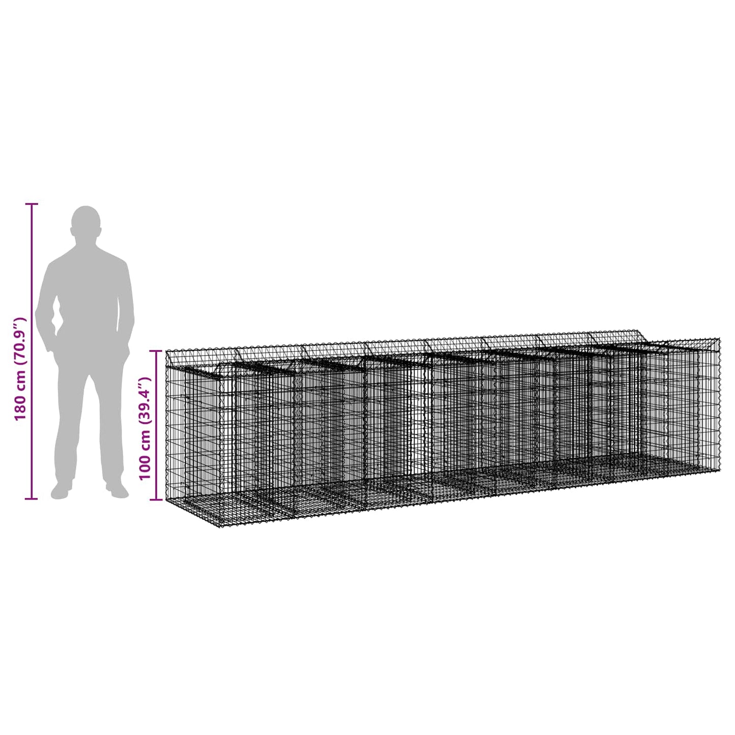 Gabion Raised Bed 4 pcs 400 x 100 x 100 cm Galvanised Steel